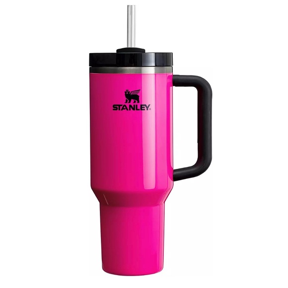 Stanley Neon Electric Pink Tumbler 40 oz Quencher H2.0 FlowState Water Cup - Picture 2 of 5